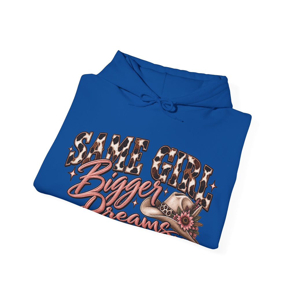 Same Girl Bigger Dreams Western Hoodie | Cow Print Cowgirl Sweatshirt