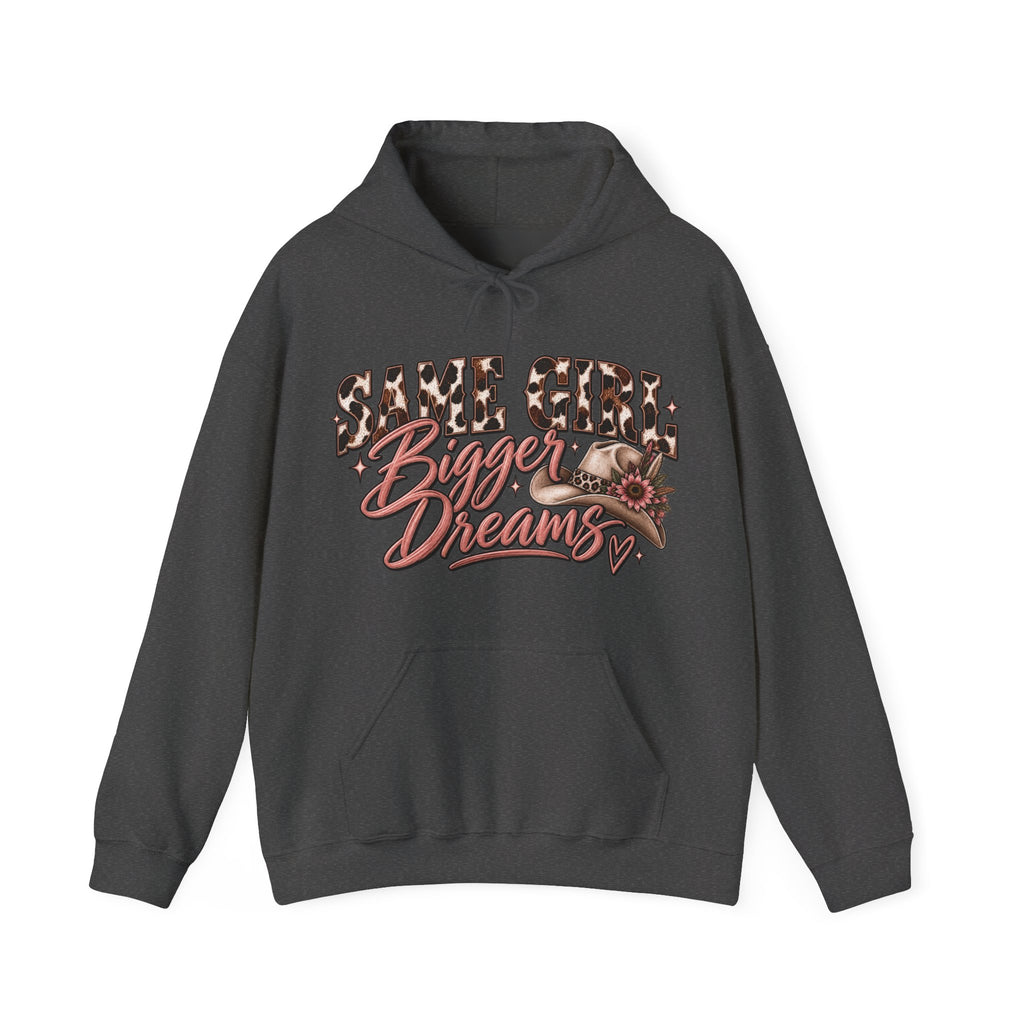 Same Girl Bigger Dreams Western Hoodie | Cow Print Cowgirl Sweatshirt