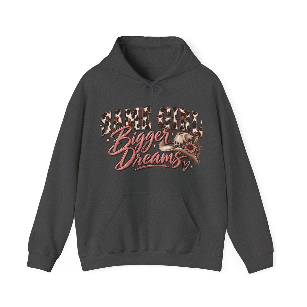 Same Girl Bigger Dreams Western Hoodie | Cow Print Cowgirl Sweatshirt