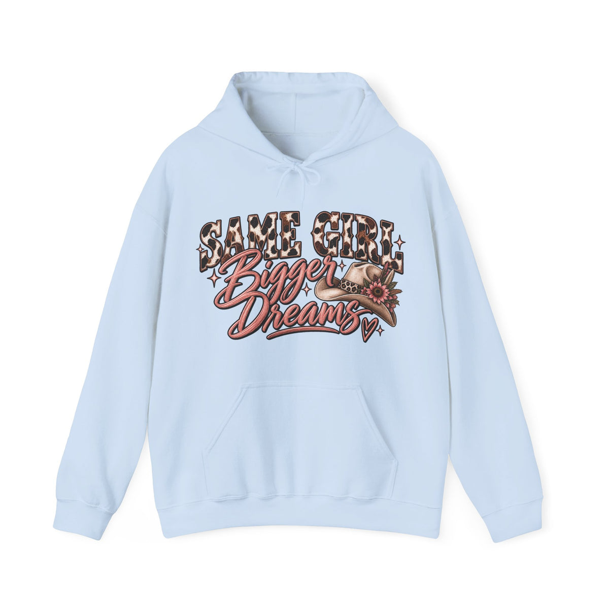 Same Girl Bigger Dreams Western Hoodie | Cow Print Cowgirl Sweatshirt