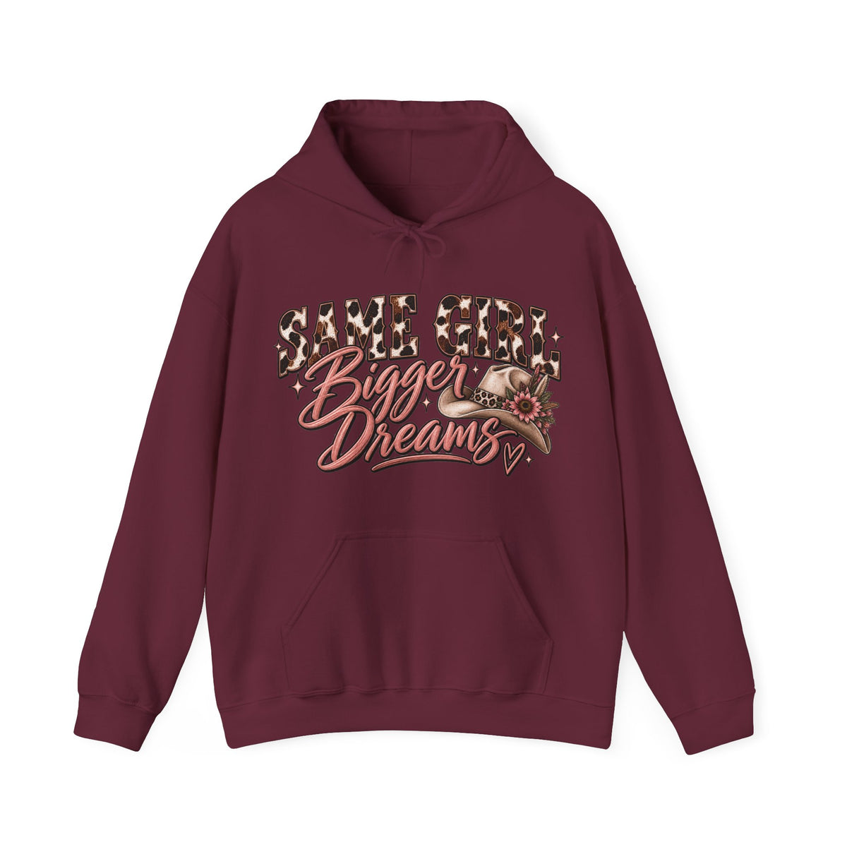 Same Girl Bigger Dreams Western Hoodie | Cow Print Cowgirl Sweatshirt