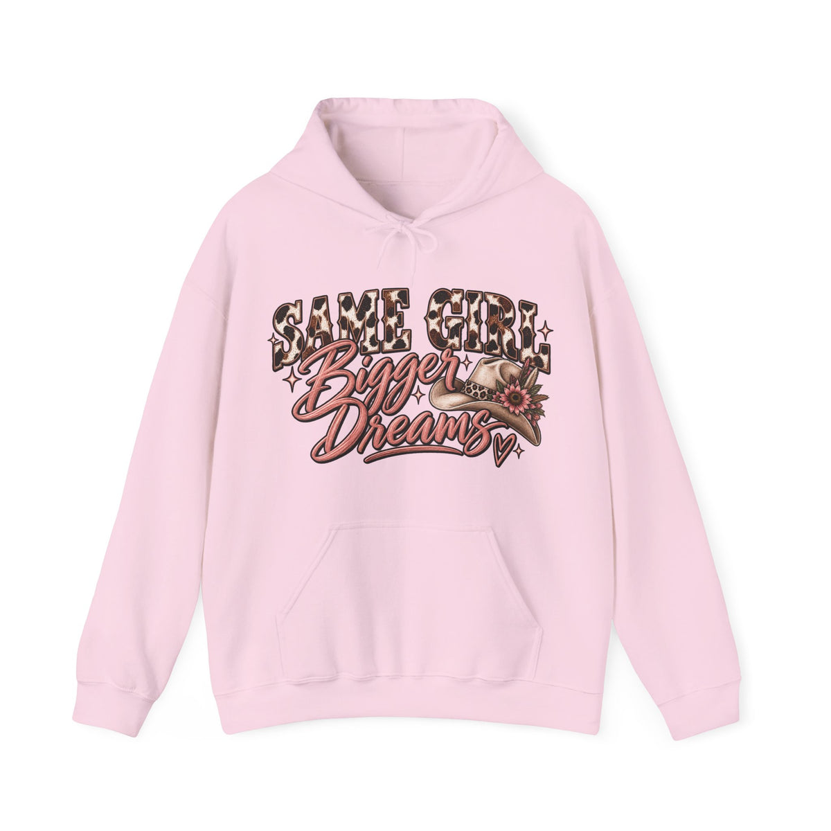 Same Girl Bigger Dreams Western Hoodie | Cow Print Cowgirl Sweatshirt