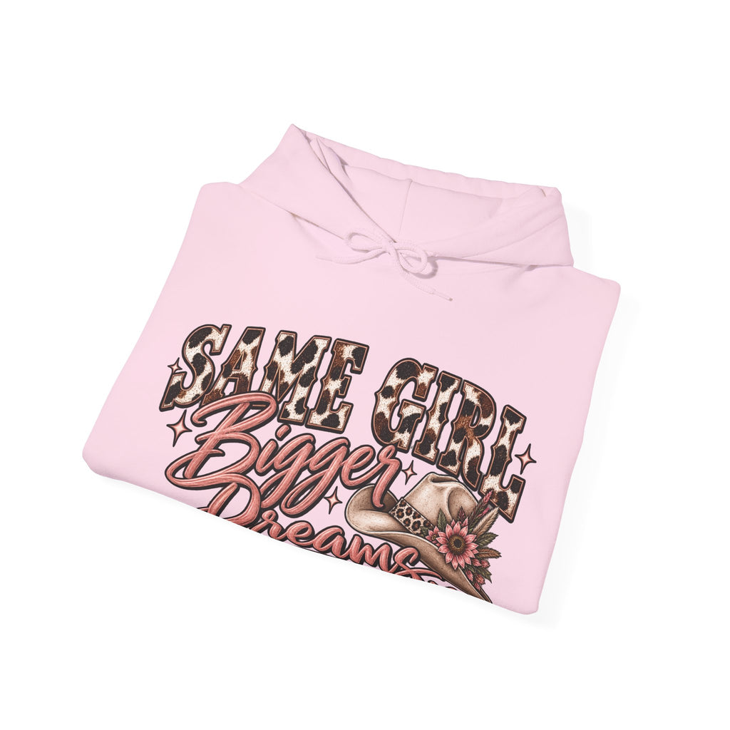 Same Girl Bigger Dreams Western Hoodie | Cow Print Cowgirl Sweatshirt