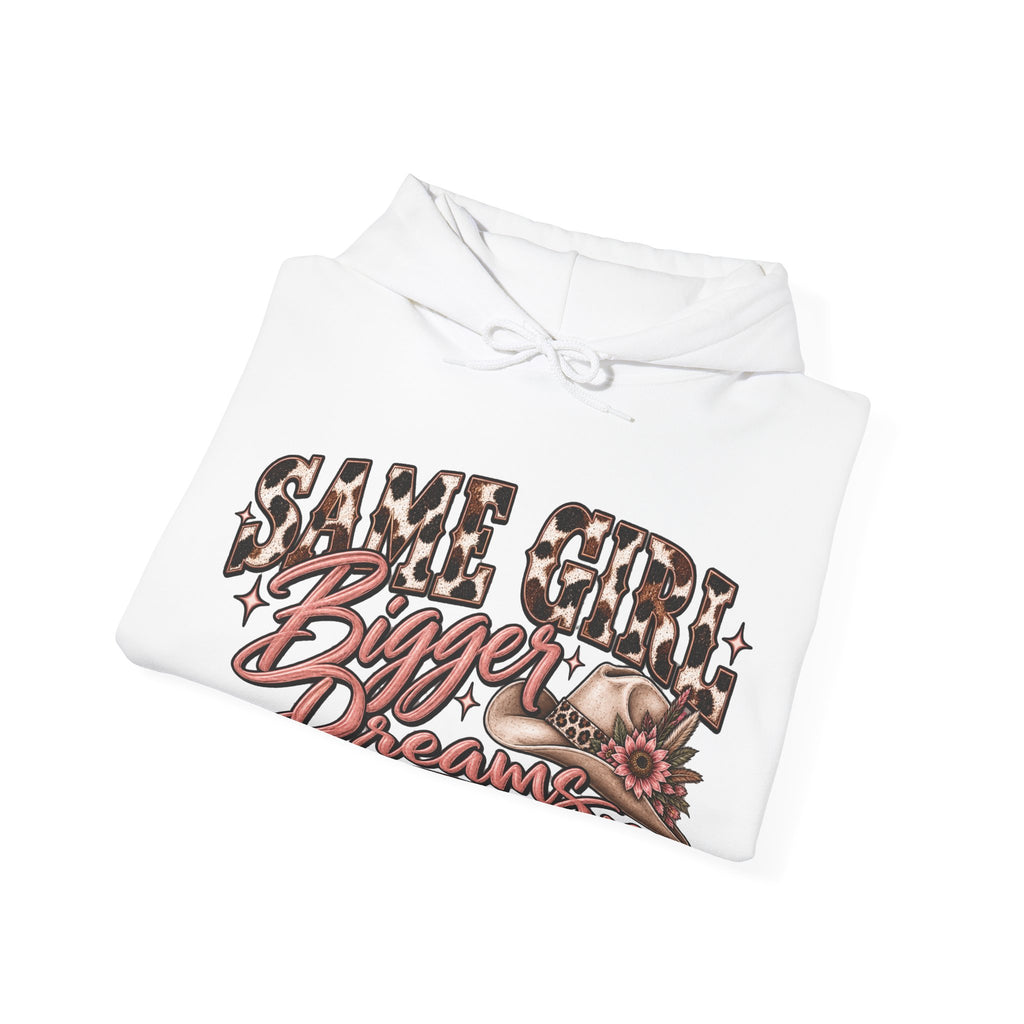 Same Girl Bigger Dreams Western Hoodie | Cow Print Cowgirl Sweatshirt