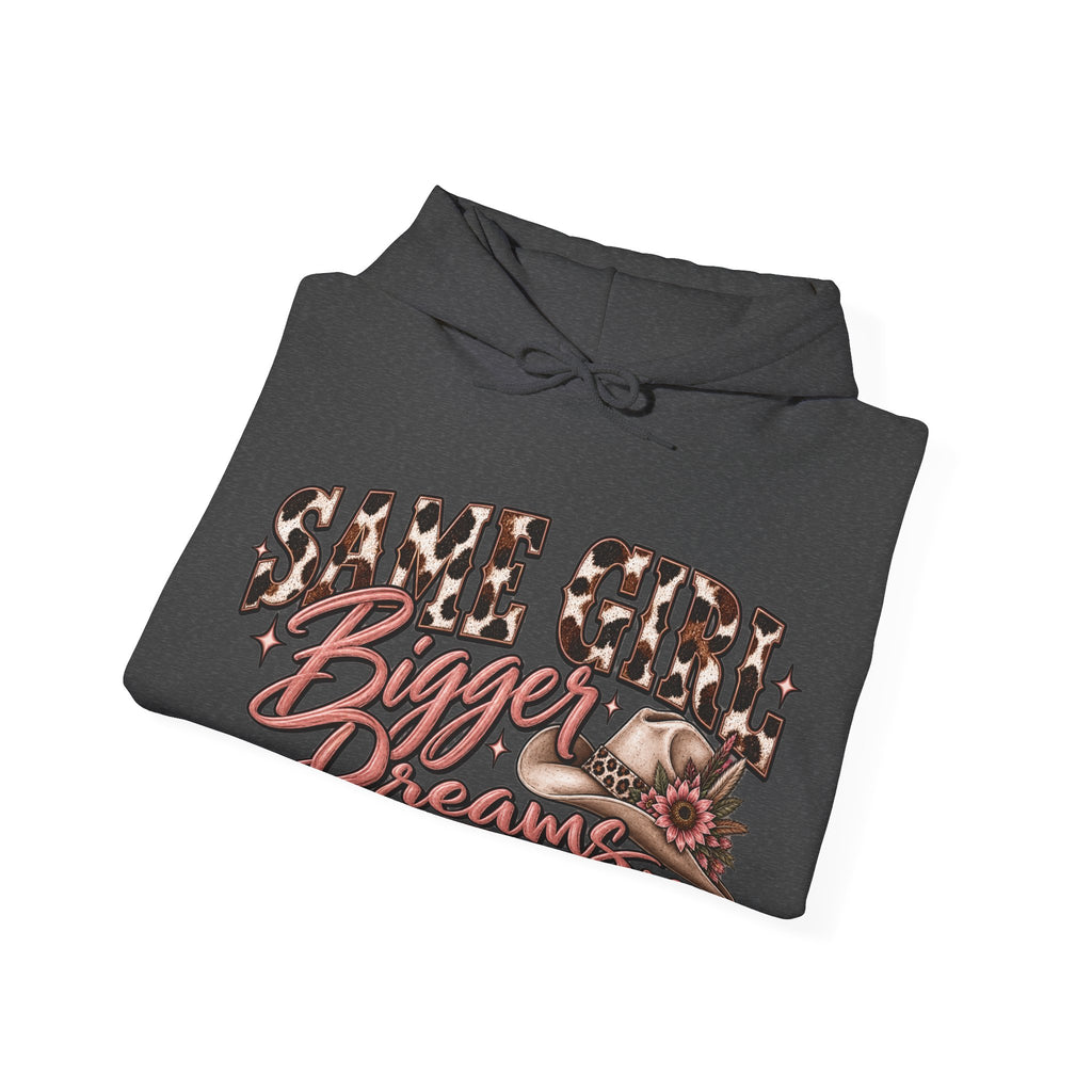 Same Girl Bigger Dreams Western Hoodie | Cow Print Cowgirl Sweatshirt