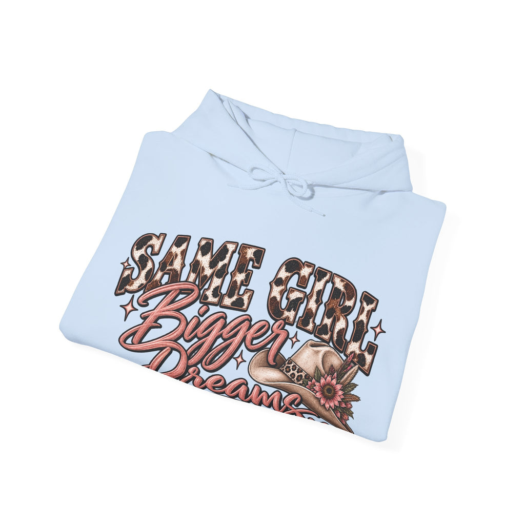 Same Girl Bigger Dreams Western Hoodie | Cow Print Cowgirl Sweatshirt