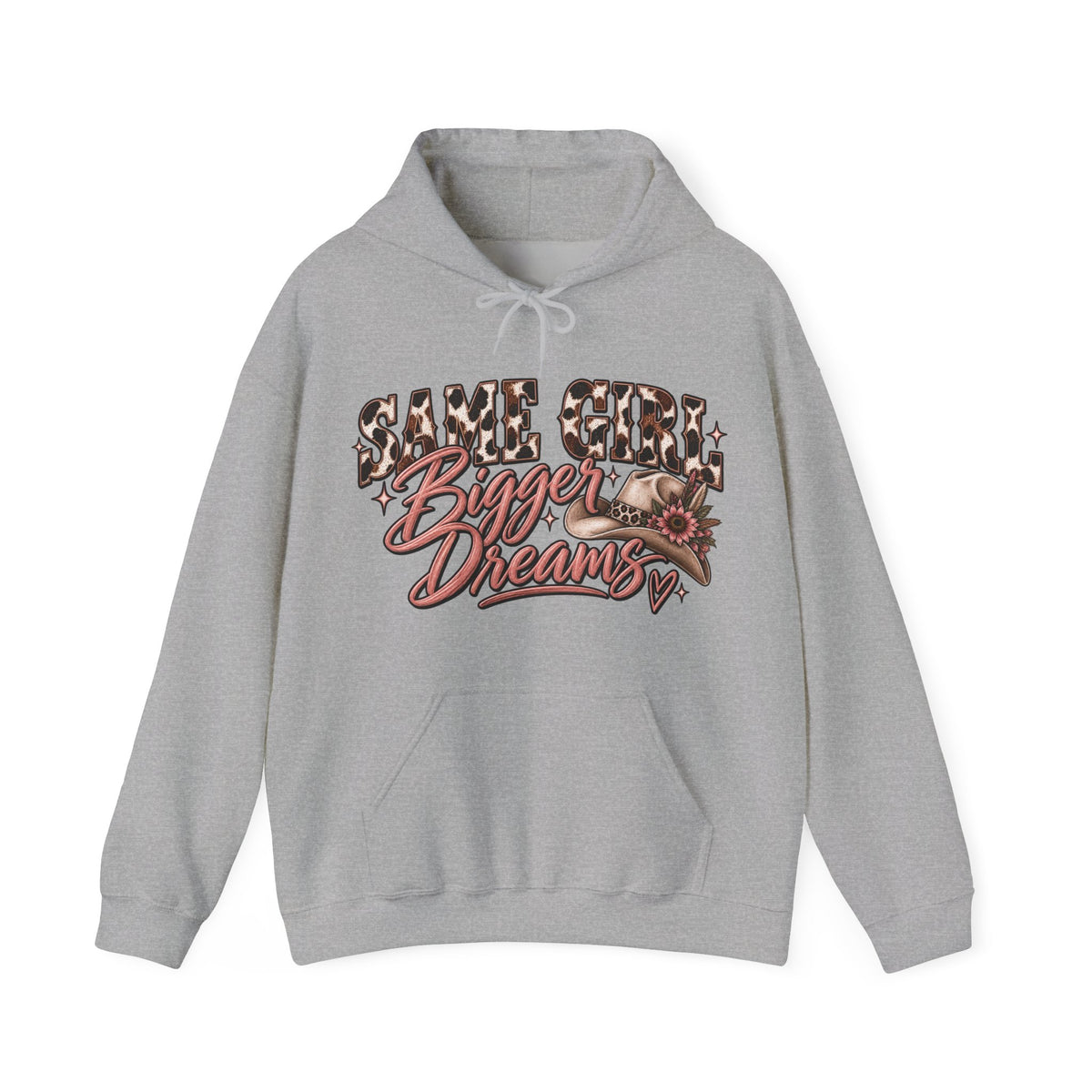 Same Girl Bigger Dreams Western Hoodie | Cow Print Cowgirl Sweatshirt