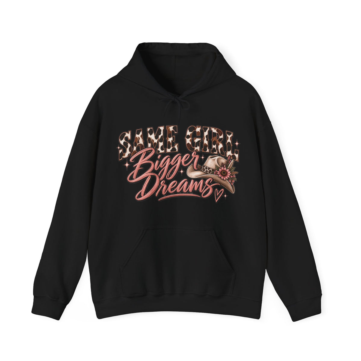 Same Girl Bigger Dreams Western Hoodie | Cow Print Cowgirl Sweatshirt