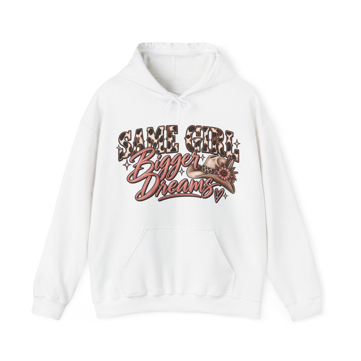 Same Girl Bigger Dreams Western Hoodie | Cow Print Cowgirl Sweatshirt