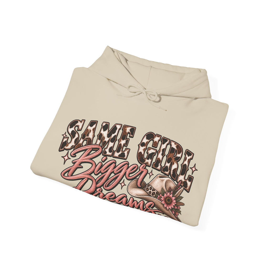 Same Girl Bigger Dreams Western Hoodie | Cow Print Cowgirl Sweatshirt