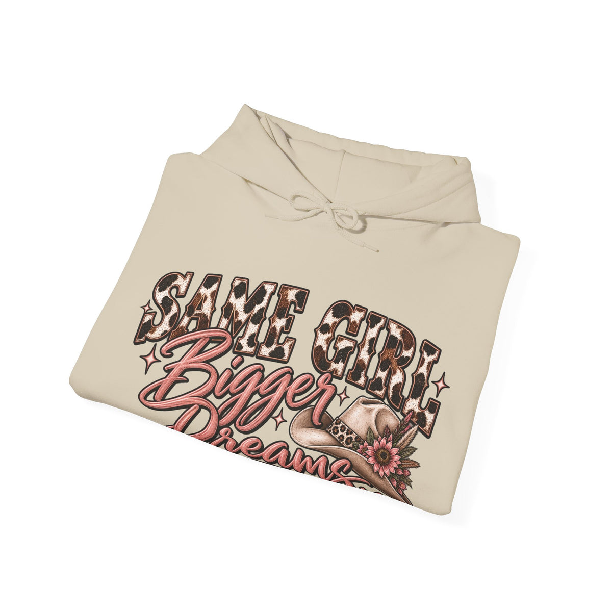 Same Girl Bigger Dreams Western Hoodie | Cow Print Cowgirl Sweatshirt