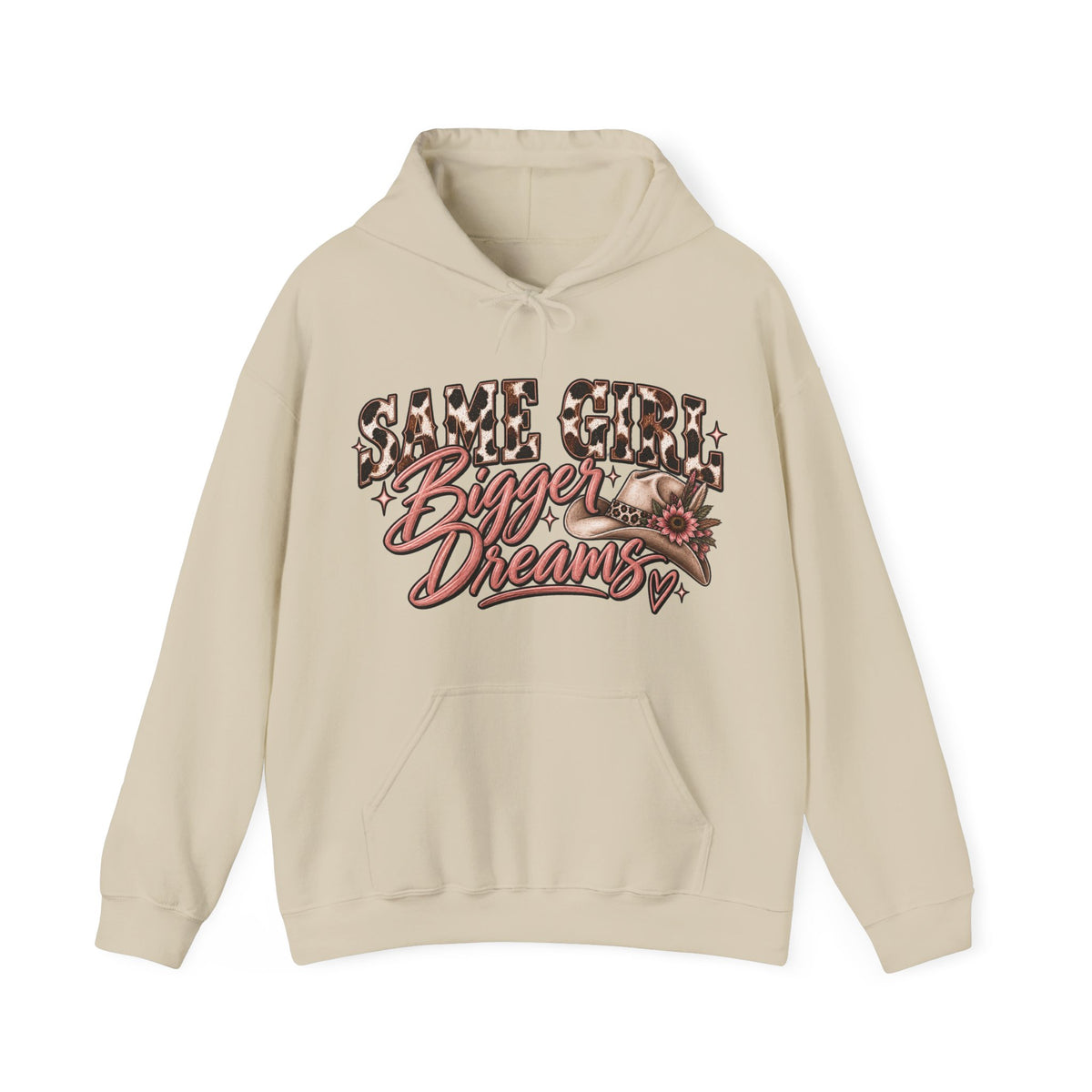 Same Girl Bigger Dreams Western Hoodie | Cow Print Cowgirl Sweatshirt