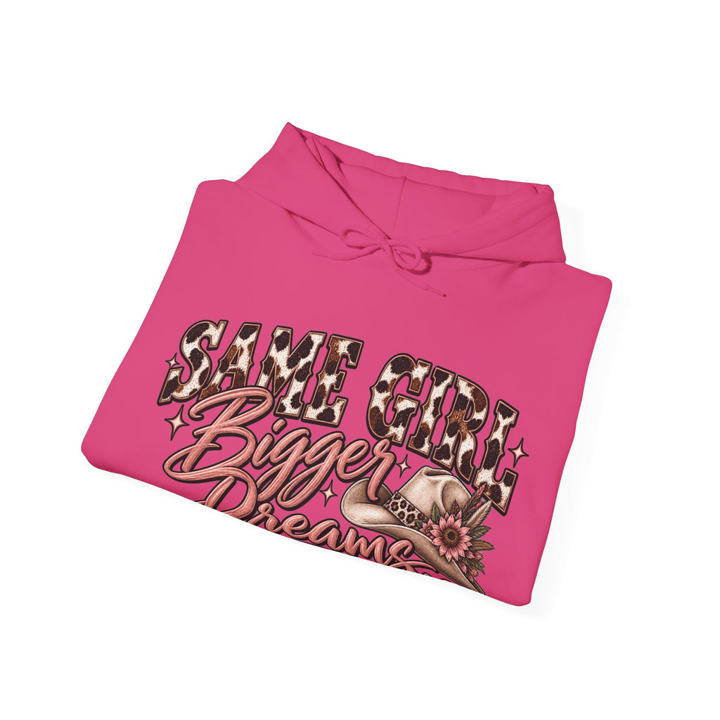Same Girl Bigger Dreams Western Hoodie | Cow Print Cowgirl Sweatshirt