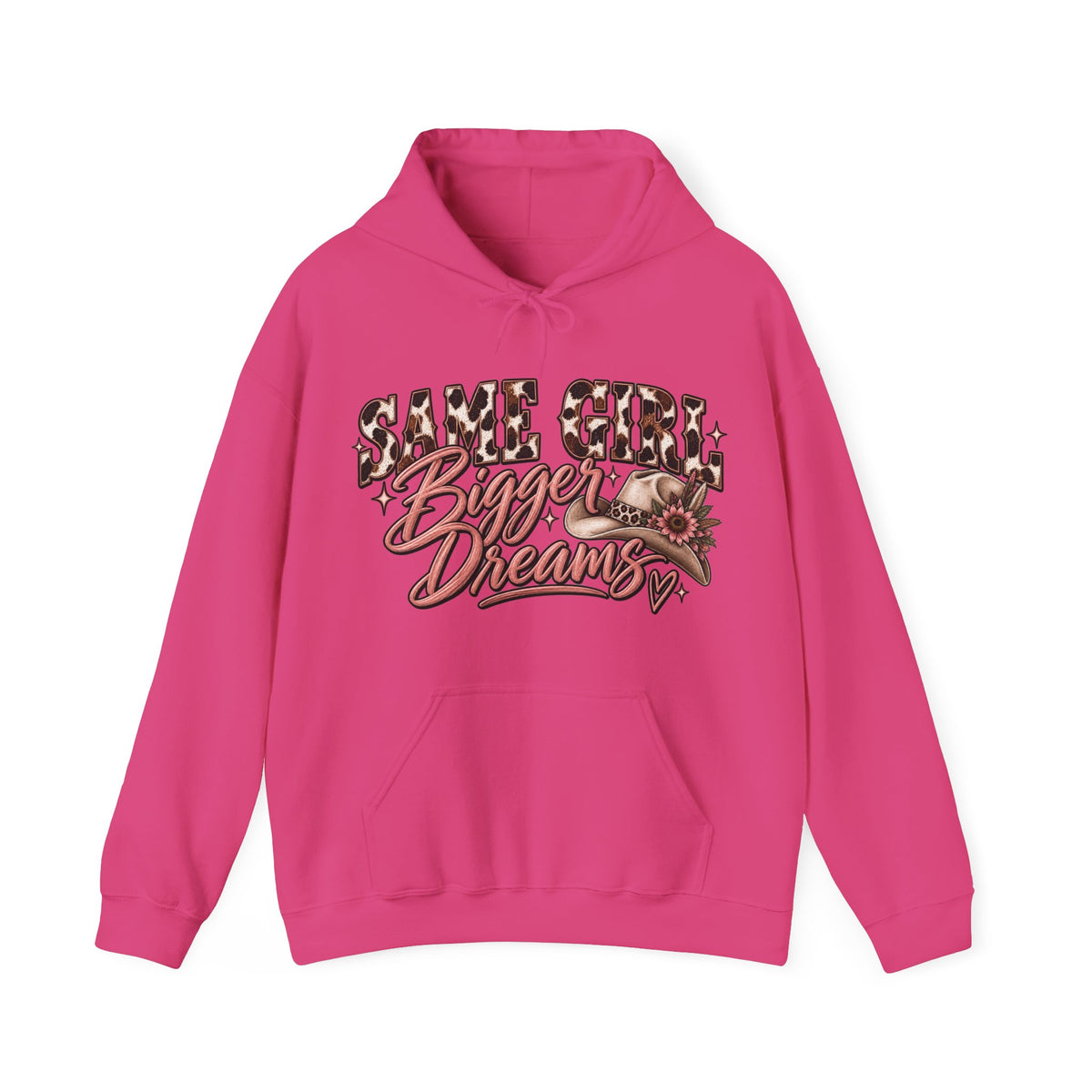 Same Girl Bigger Dreams Western Hoodie | Cow Print Cowgirl Sweatshirt