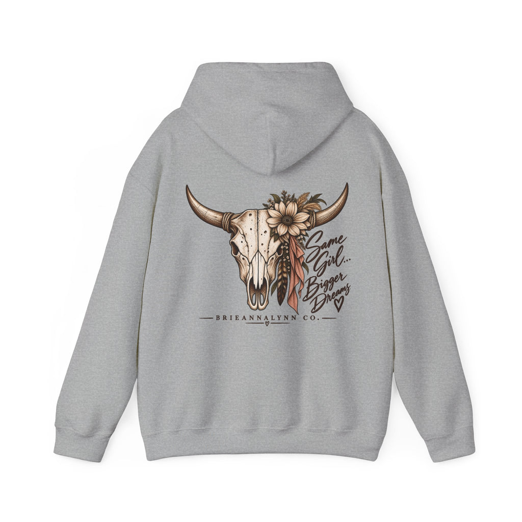 Same Girl Bigger Dreams Western Hoodie | Cow Print Cowgirl Sweatshirt