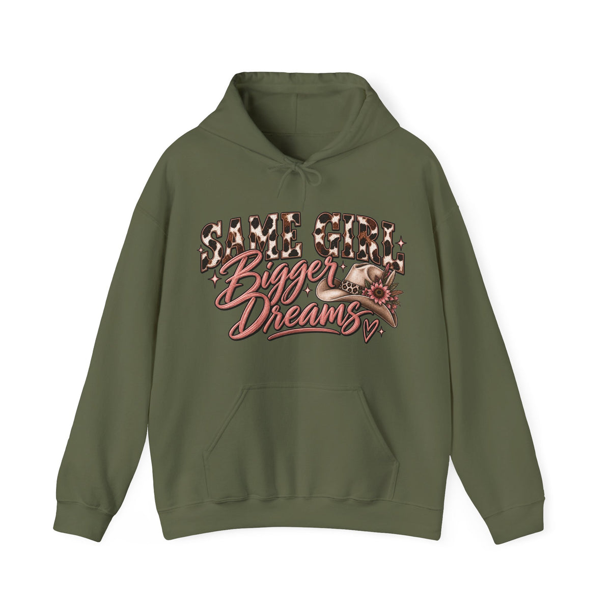 Same Girl Bigger Dreams Western Hoodie | Cow Print Cowgirl Sweatshirt