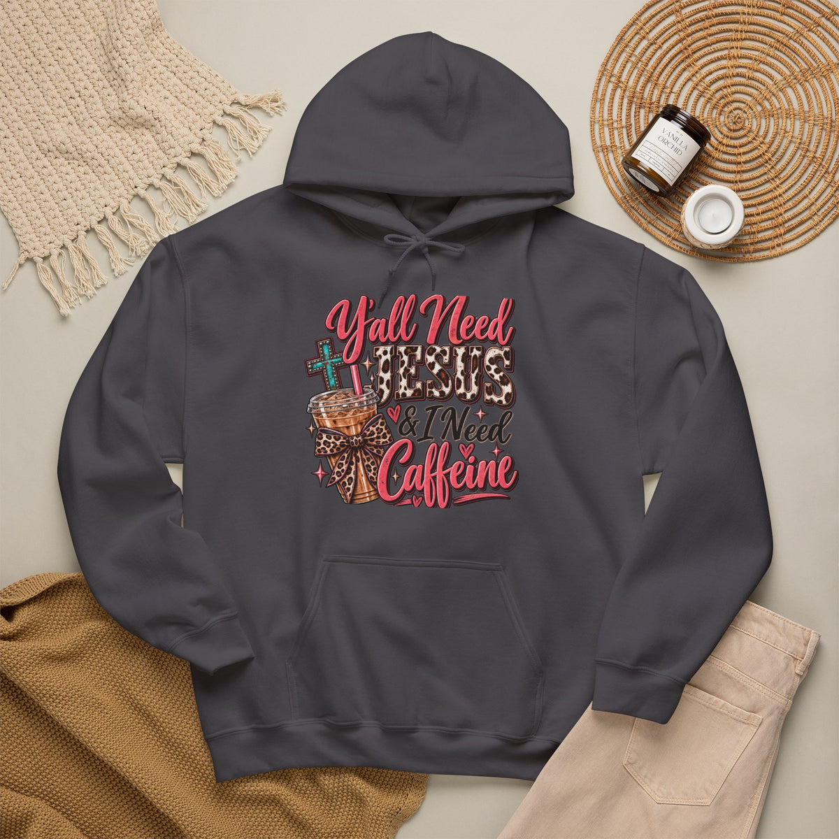 🤠 Hoodie — Y’all Need Jesus & I Need Caffeine  Y’all need Jesus & I need caffeine. 😂☕✝️