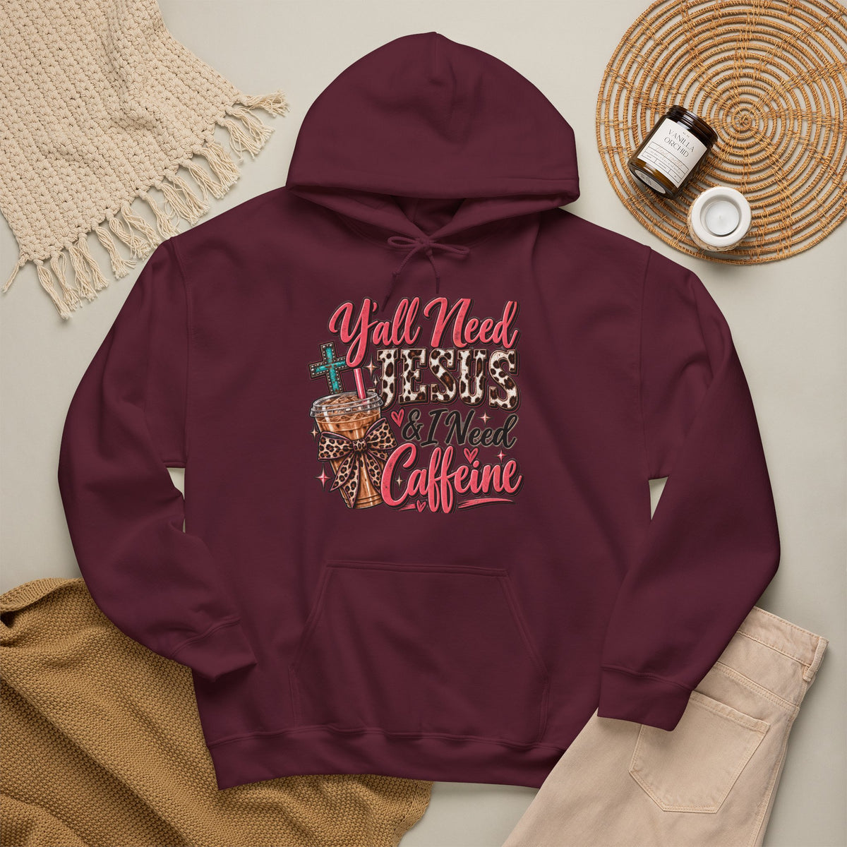 🤠 Hoodie — Y’all Need Jesus & I Need Caffeine  Y’all need Jesus & I need caffeine. 😂☕✝️
