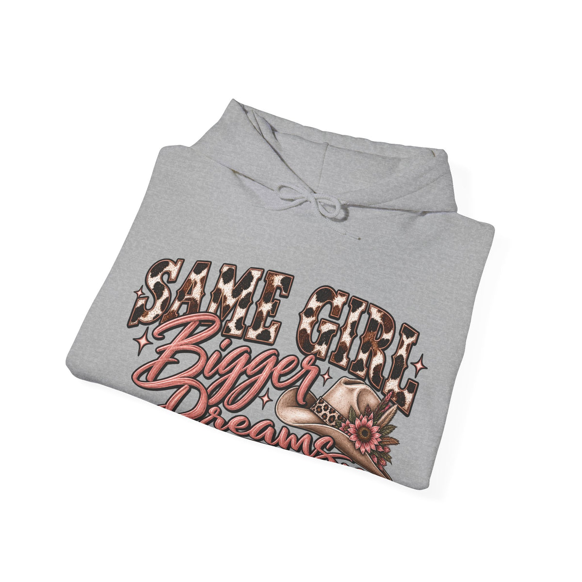 Same Girl Bigger Dreams Western Hoodie | Cow Print Cowgirl Sweatshirt