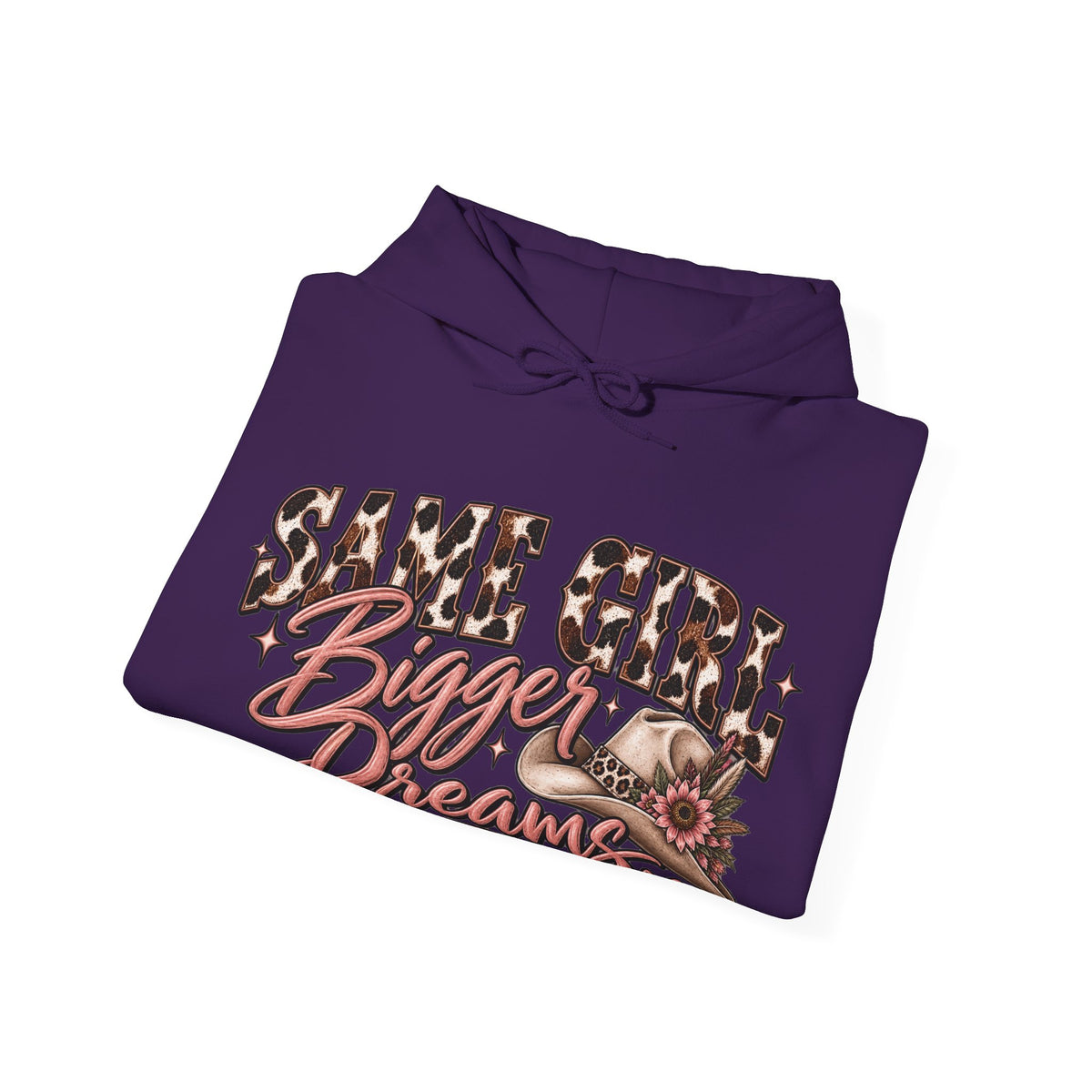 Same Girl Bigger Dreams Western Hoodie | Cow Print Cowgirl Sweatshirt