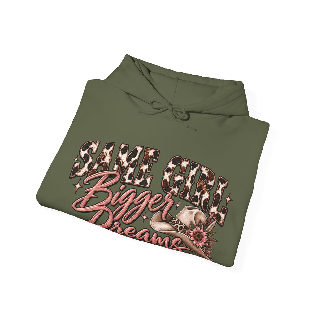 Same Girl Bigger Dreams Western Hoodie | Cow Print Cowgirl Sweatshirt