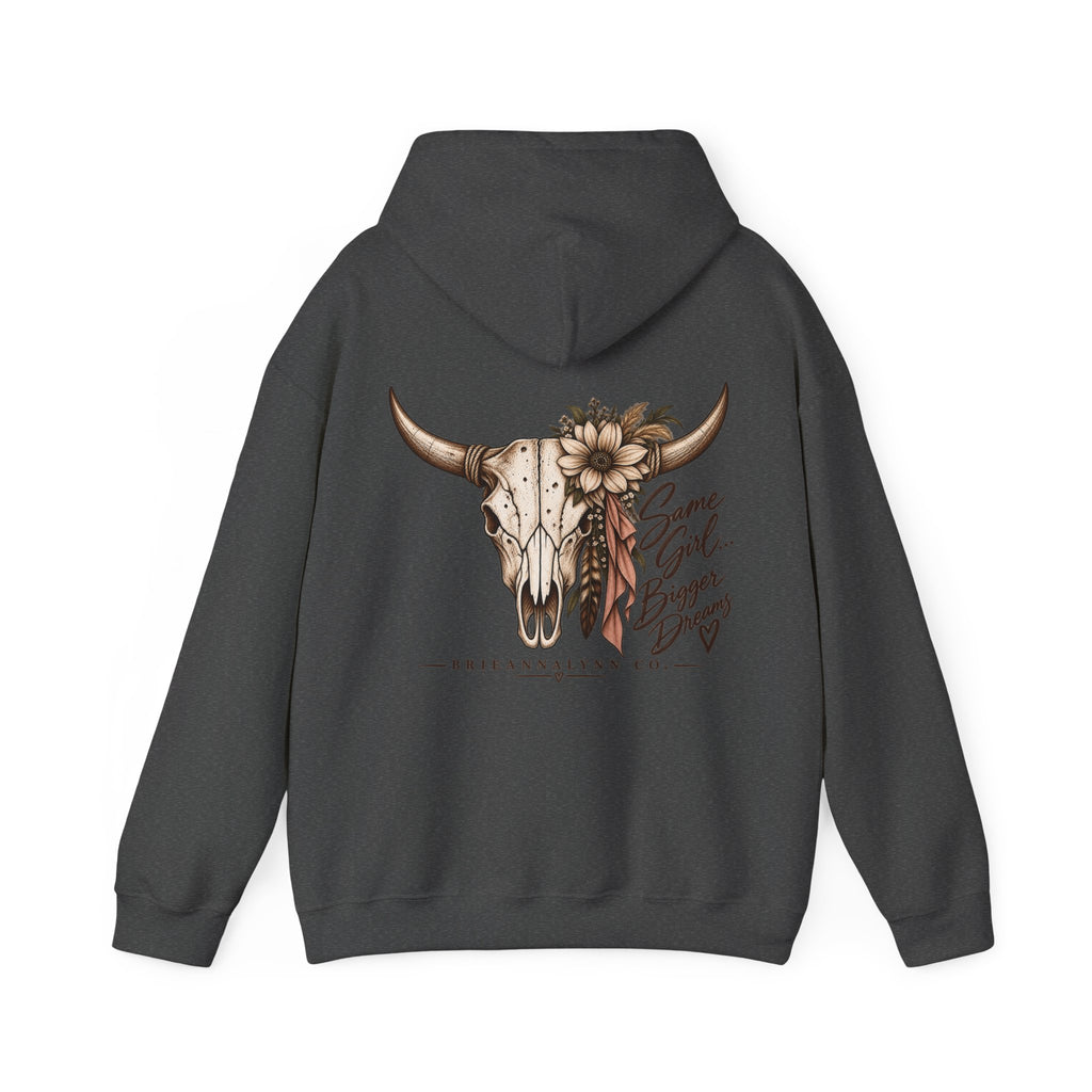 Same Girl Bigger Dreams Western Hoodie | Cow Print Cowgirl Sweatshirt